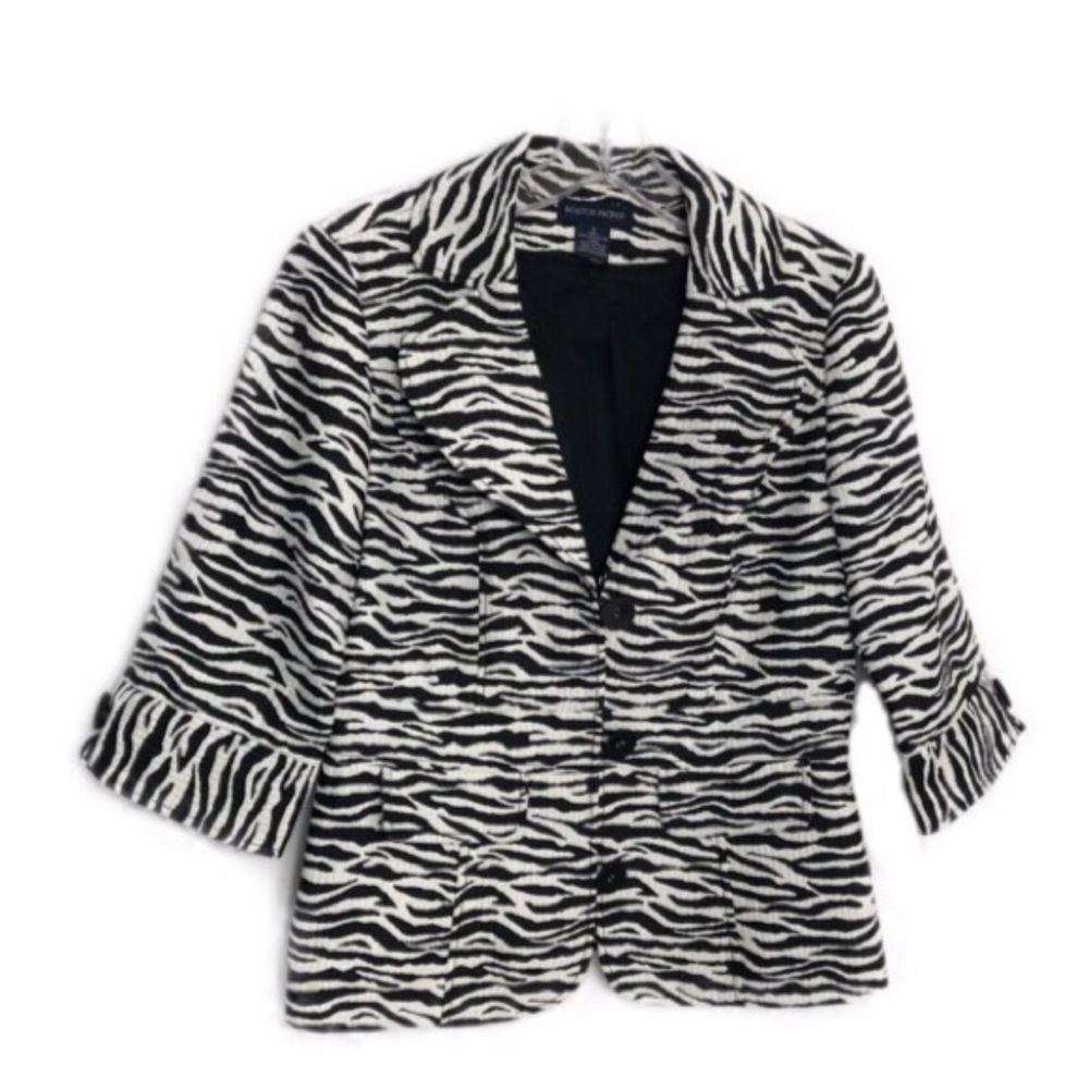 Boston Proper Zebra Print 3/4 Sleeve Jacket 8